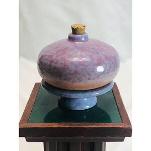Vintage 1980’s artisan glazed pottery purple diffuser on pedestal with cork.